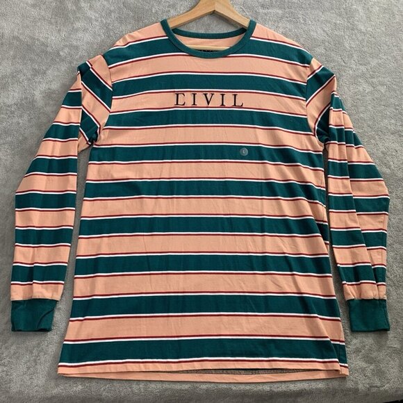 Civil Regime Other - Civil Regime Shirt Mens Large Long Sleeve Crew Neck Pullover Striped Cotton Tee